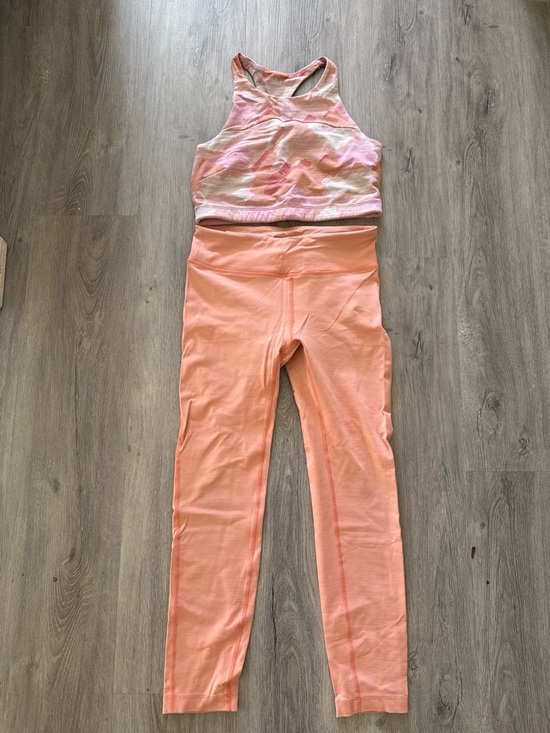 Outdoor Voices Pants - Outdoor Voices Set: Peach Leggings with pink and peach crop tank (built in bra)
